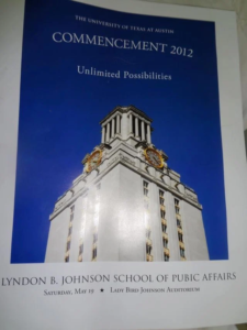 The poster says 'Lyndon B. Johnson School of Pubic Affairs.